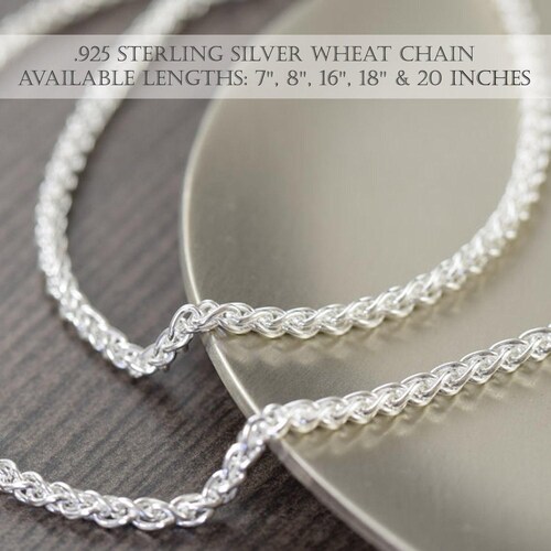 Halskette oder Armband aus Sterlingsilber mit Weizenkette, 2 mm dick, italienische Verarbeitung, Herrenausführung in 7, 8, 16, 18, 20 oder 30 Zoll, Geschenkidee für ihn, Wählen Sie eins