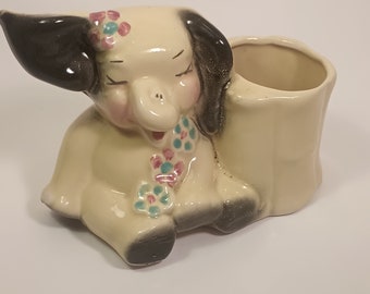 Vintage elephant mini yellow planter, succulent planter