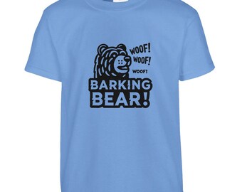 Barking Bear Kids' Crewneck T-Shirt | Fun Graphic Tee for Kids | Comfortable and Durable