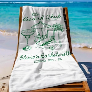 Custom Beach Bachelorette Towel, Beach Club Bride Bridemaid Matching Towel, Beach Bride Towel, Bach Club Bachelorette Gift