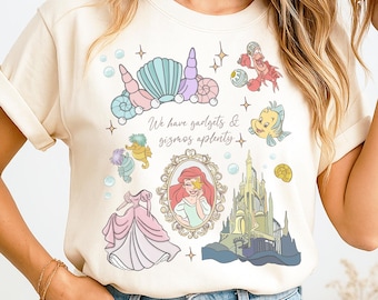 Maglietta vintage della Sirenetta Ariel, maglietta della Principessa Disney, maglietta di Ariel Flounder Sebastian, maglietta del compleanno della Principessa Ariel, maglietta del Regno Magico