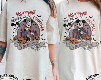 Mickey and Minnie Halloween Couple Shirts, Mickey Jack and Minnie Sally Shirt, Spooky Season Shirt, Kids Halloween Tee