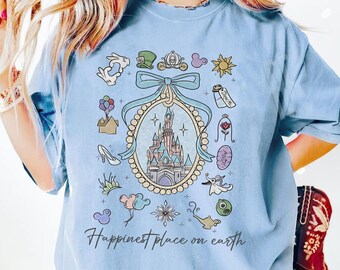 Disney Coquette Bögen süßes Shirt, Disney World Shirt, Magic Kingdom Shirt, Disneyland Reise Shirt, glücklichster Ort der Welt Shirt