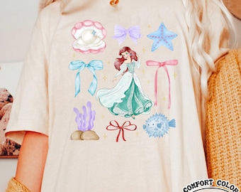 Disney Ariel Coquette Bow Shirt, Mała Syrenka Shirt, Ariel Mermaid Shirt, Disney Ariel Shirt, Disney Coquette Shirt