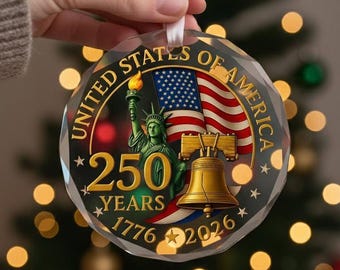 Adorno de cristal conmemorativo del 250 aniversario de los Estados Unidos, adorno patriótico del águila, decoración con la bandera estadounidense, recuerdo del Día de la Independencia
