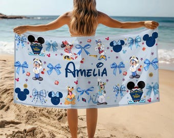 Personalized Disney Cruise Beach Towel, Disney Coquette Towel, Custom Cruise Line Beach Towel, Disney Bath Pool Towel, Mickey Cruise Towel