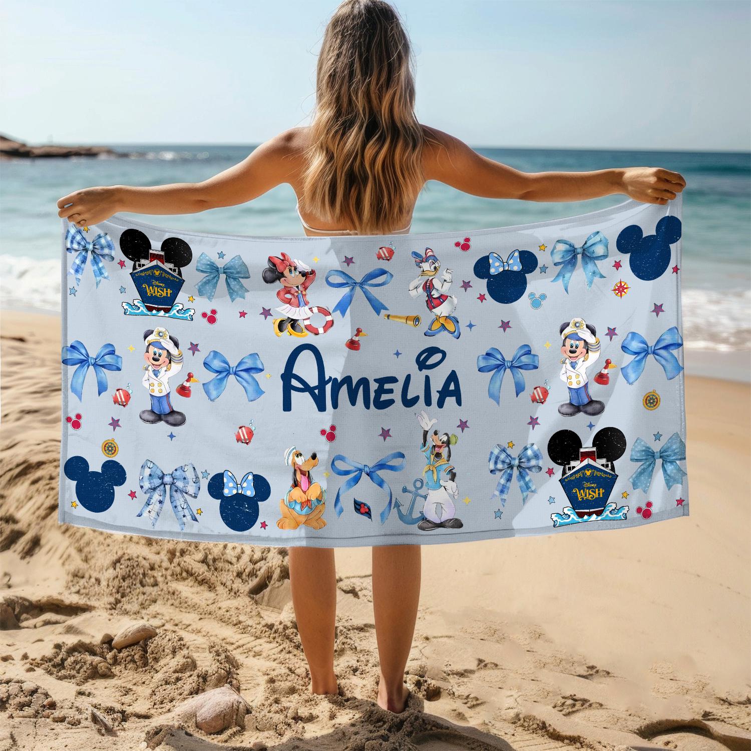 Personalized Disney Cruise Beach Towel, Disney Coquette Towel, Custom Cruise Line Beach Towel, Disney Bath Pool Towel, Mickey Cruise Towel
