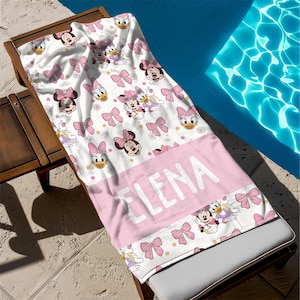 Custom Disney Girl Beach Towel, Minnie Daisy Beach Towel, Disney Coquette Towel, Disney Besties Matching Towel, Disney Luxury Towel