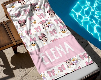 Custom Disney Girl Beach Towel, Minnie Daisy Beach Towel, Disney Coquette Towel, Disney Besties Matching Towel, Disney Luxury Towel