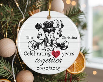 Personalized Mickey & Minnie Anniversary Ornament, Couples Ornament, Celebrating Years Together, Holiday Keepsake 2025