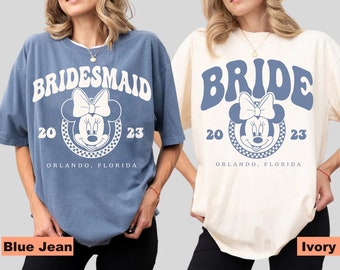 Custom Disney Bride Shirt, Bridesmaid Shirts, Minnie Bride Shirt, Bachelorette Party Shirt, Bride Bridesmaid Shirt