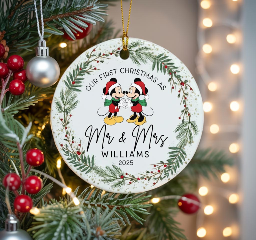 Disney Mr and Mrs Ornament 2025, Our First Christmas Married Ornament ...