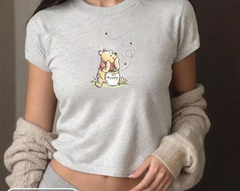 Retro Winnie de Poeh honing gewas baby-T-shirt, Pooh Bear baby-T-shirt, Disneyland Youth baby-T-shirt gewas, schattig Disney WDW Y2K baby-T-shirt