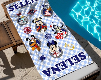 Toalla de playa personalizada de Disney Cruise, artículos promocionales de Disney Cruise Line, toalla a juego de Disney Family Cruise, toalla de viaje de Disney, toalla de Mickey Cruise