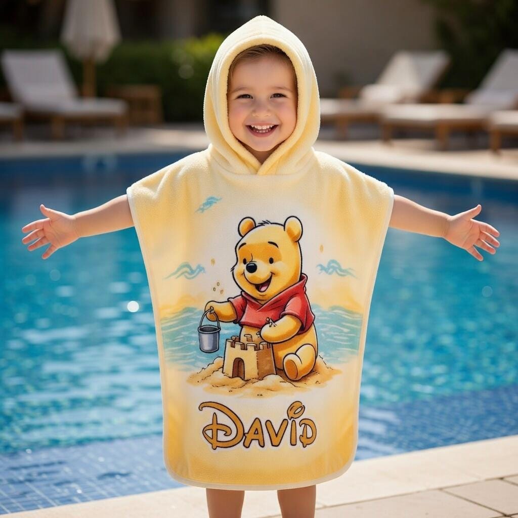Discover Personalized Winnie the Pooh Hooded Towel, Disney Pooh Bear Kids Beach Towel, Summer 2026 Vacation Gift