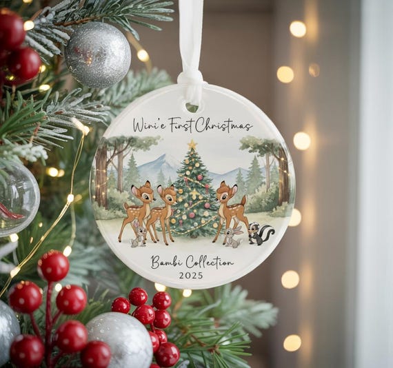 Personalized Baby First Christmas Ornament, Ceramic Deer Ornament, Custom Bambi Christmas Tree Decoration,Newborn Holiday Keepsake Gift 2025