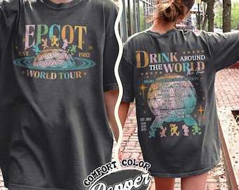 Retro Vintage Epcot World Tour Shirt, Drink Around The World Tour, Epcot World Showcase Shirt, Drinking Squad Shirt, Epcot Checklist Shirt