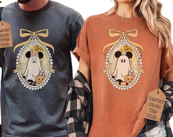 Retro Mickey Minnie Halloween Coquette Shirts, Mickey Ghost Shirt, Minnie Ghost Shirt, Spooky Season Shirt, Disney Halloween 2025 Shirt