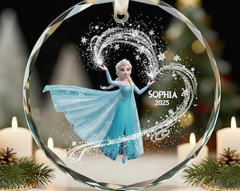 Personalized Frozen Elsa Ornament, Custom Disney Princess Christmas Keepsake, Elsa Holiday Tree Decoration Gift