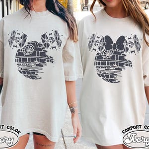 Mickey Minnie Star War Couple Shirt, Mickey Death Star Shirt, Disney Matching Shirt, Star War Shirt