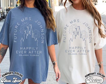 Camiseta de la futura señora de Disney, camiseta de compromiso de Disneyland, regalo de despedida de soltera, camiseta de novia soltera, camiseta de felices para siempre