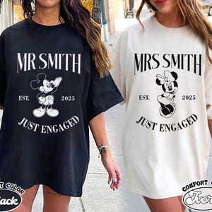 Custom Just Married Disney Shirt, Wife Husband Matching Shirts, Just Married Gifts, Disney Honeymoon Gifts, Newlywed Shirts, Mickey Minnie