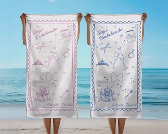Niestandardowy ręcznik plażowy Disney Bachelorette, ręcznik Disneyland Bachelorette, ręcznik dla druhny Disney Bride
