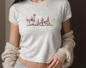 Winnie The Pooh And Friends Baby Tee, Pooh Bear Baby Tee, Disneyland Youth Baby Tee Crop, Cute Disney WDW Y2K Baby Tee