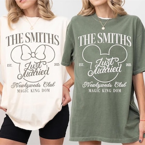 Camiseta personalizada Disney &quot;Recién casados&quot;, &quot;Recién casados&quot;, &quot;Luna de miel para parejas Disney&quot;, &quot;Señor y señora&quot;, &quot;Novio/a&quot; de Mickey y Minnie