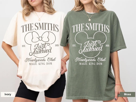 Custom Disney Just Married Shirt, Newlyweds Shirt, Disney Couple Honeymoon Shirt, Mr and Mrs Shirt, Mickey Minnie Bride Groom Shirt