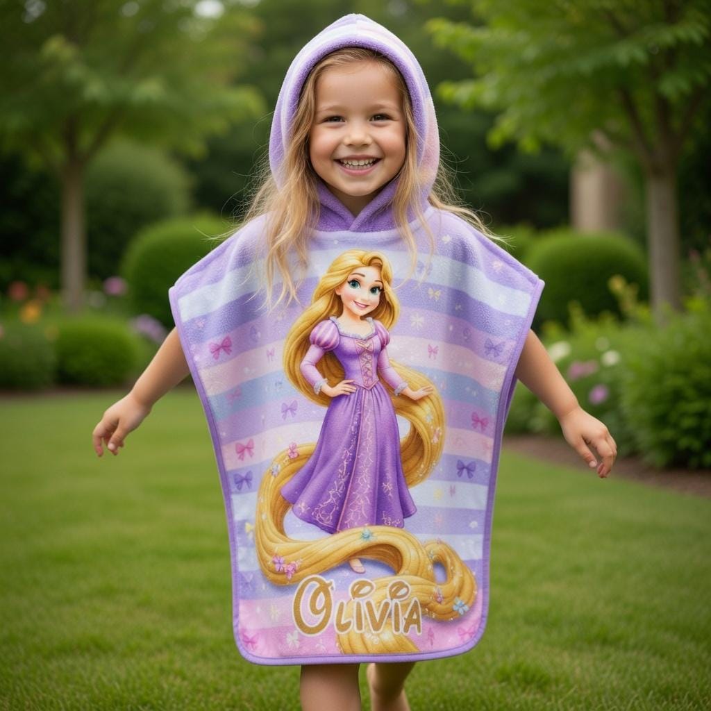 Discover Personalized Rapunzel Hooded Towel, Disney Princess Kids Beach Towel, Summer 2026 Gift