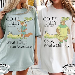 Camiseta de Robin Hood y el pequeño John Oo-De-Lally de Disney, ¡Menudo día!, Viaje familiar a Disney, Camiseta a juego de Disney, Camiseta vintage de zorro y oso.