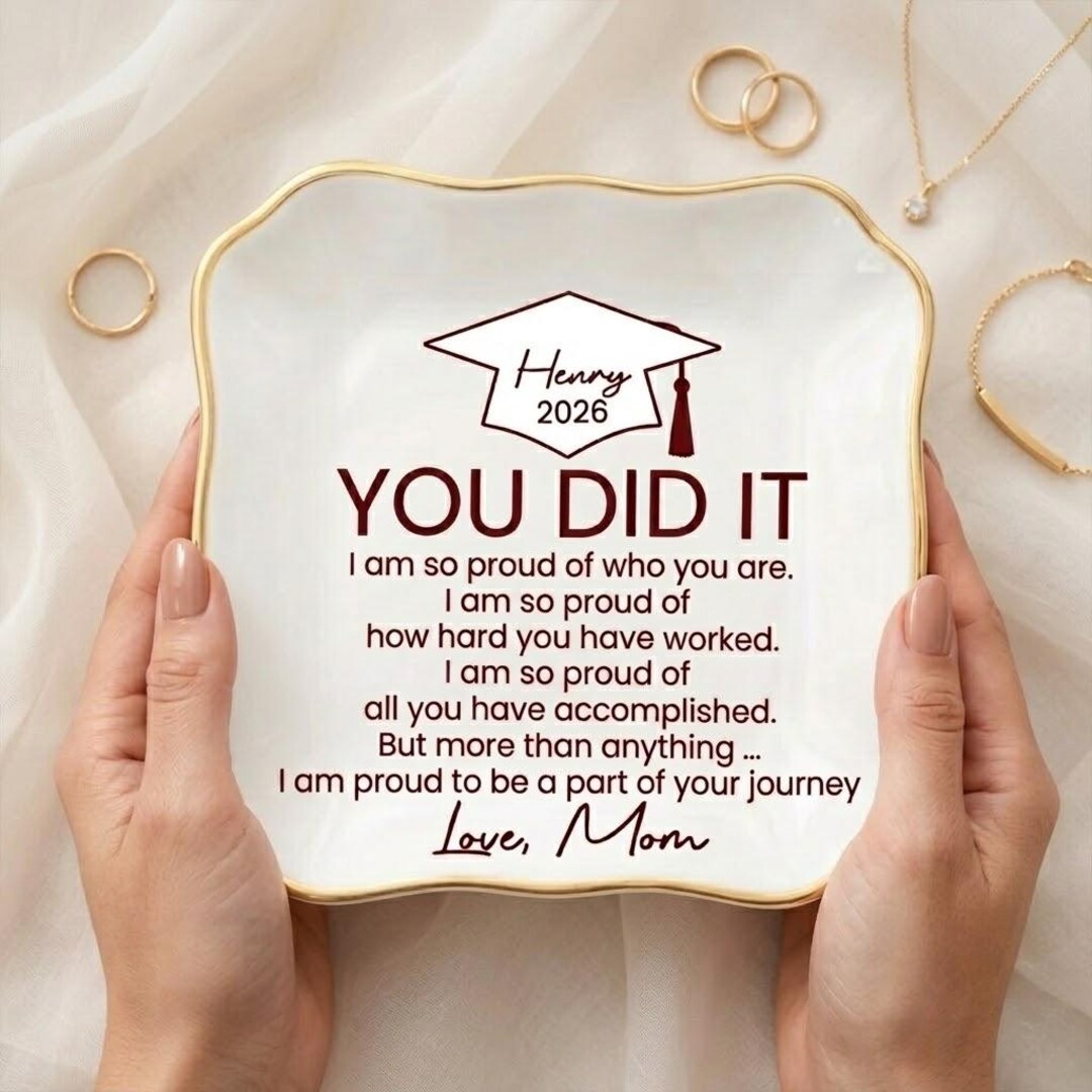Sentimental Graduation Gift Personalized Graduation Jewelry Dish, Gift From Mom, Custom Name Ring ...