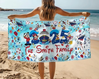 Personalized Disney Cruise Beach Towel, Family Cruise Beach Towel, Family Vacation Matching Towel, Disney Luxury Towel