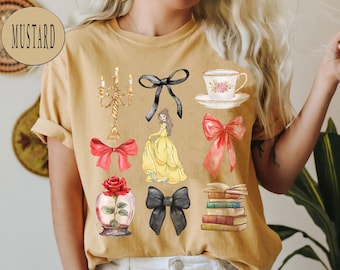 Disney Belle Princess Shirt, Belle Coquette Bow Shirt, Beauty and the Beast Shirt, Belle Y2k, Cottagecore Disney Shirt, Belle Inspired Shirt
