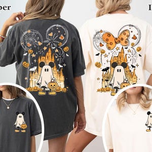 Disney Watercolor Castle Halloween Shirt, Mickey Ghost Shirt, Disneyland Halloween Shirt, Disney Fall Vibes Shirt, Halloween Couple Shirt