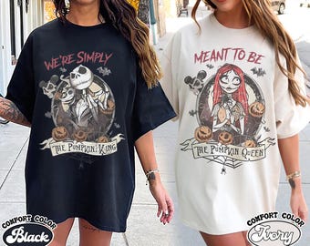 Disney Halloween Couple Shirt, Jack And Sally We Simply Meant To Be Shirt, Pumpkin King Shirt, Disneyland Halloween Tee