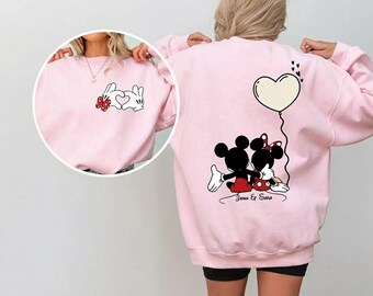 Sudadera Disney de San Valentín, sudadera con globo de Mickey y Minnie para San Valentín, suéter para amantes de Disney, suéter Disney de San Valentín
