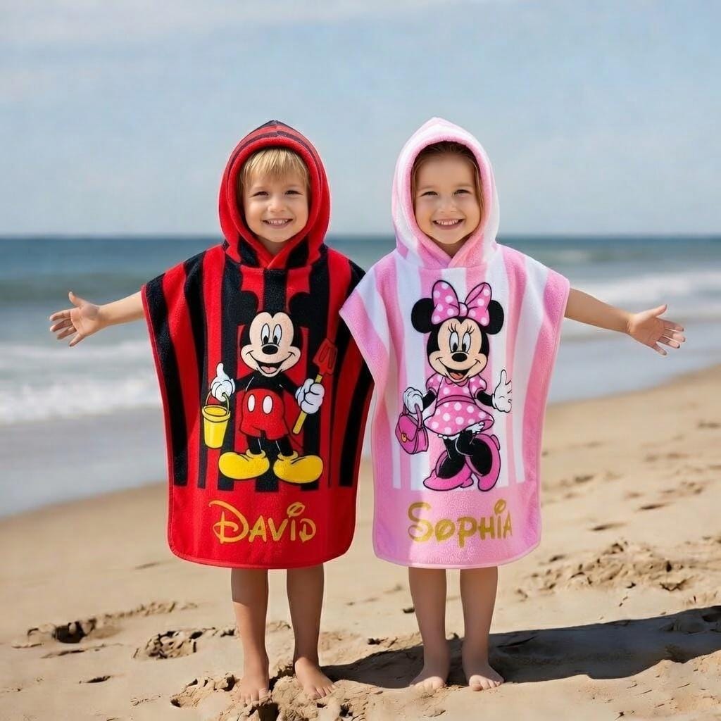 Discover Personalized Mickey Minnie Hooded Towel, Disney Mickey and Friends Kids Beach Towel, Summer 2026 Gift