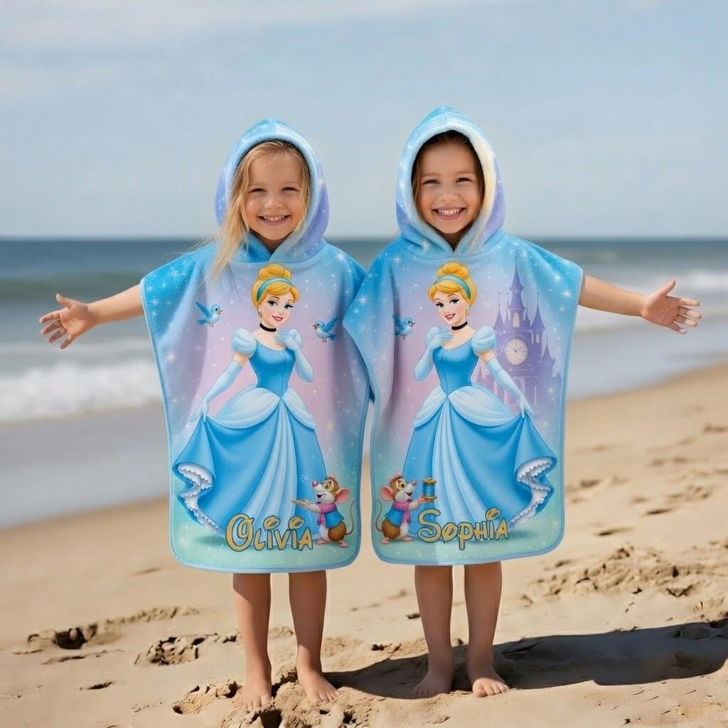 Discover Personalized Cinde Hooded Towel, Disney Princess Kids Beach Towel, Castle Hooded Towel, Summer 2026 Vacation Gift