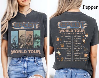 Vintage Epcot World Tour Shirt, Drink & Snack Around The World Shirt, Disney World Shirt, Disney Vacation Shirt, WDW Shirt, Epcot Trip Shirt