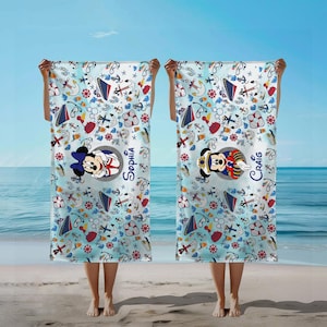 Aangepaste Disney Cruise Line strandlaken, Mickey Cruise, Disney badhanddoek, bijpassende handdoek familievakantie, Disney Cruise vakantie handdoek