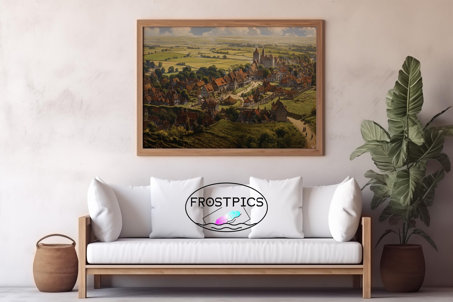 Rural Village Life Scenic Aerial View Medieval Scenery - Landscape ...