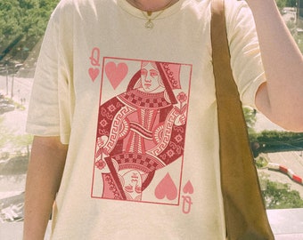 Queen of Hearts Tshirt Valentine Day Tee Queen of Hearts Shirt Red Queen Romantic Gift Shirt Galentines Day Lovers Playing Card Gift Idea