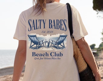 Salty Babes Beach Club Shirt Ocean Coastal Vibe Beach Party Shirt Social Club Tee Gift for Beach Lovers Hot Girl Summer Coconut Girls Trip