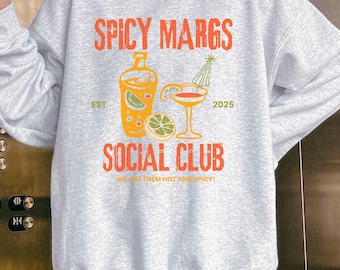 Felpa Spicy Margs, maglietta Spicy Margarita Social Club, maglietta Cocktail Lover, felpa Tequila Spicy Margarita Club, grafica Margarita