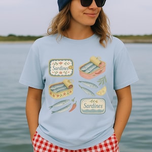 Sardine Shirt, Tinned Fish Fisherman Aesthetic, Coquette Sardines Tee, Tomato Girl Summer, Coastal Granddaughter, Comfort Colors Plus Sizing