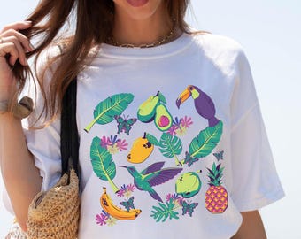 Exotic Fruit Tropical Shirt, Island Luxe Aesthetic Tshirt, Papaya Tropical Summer Fruits Shirt, Beach Cover Ups, Comfort Colors Plus Sizing