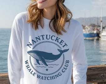 Nantucket Wal-Beobachtungs-Hemd, Cape Cod-Wal Sweatshirt, Ozean-Säugetier-Hemd, alte Geldästhetik, Vintage Ozeantier-Hemd, Übergröße