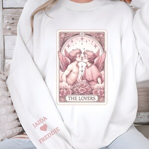 Camiseta personalizada de San Valentín Sudadera de los amantes Regalo personalizado del día de San Valentín Camiseta de la carta del tarot de los amantes Lindo regalo de San Valentín para su esposa Mamá